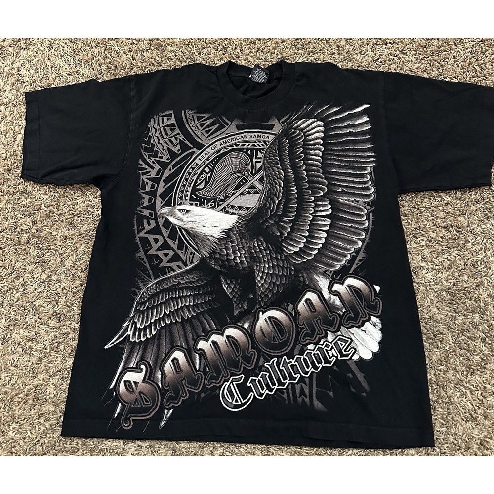 Vintage Samoan Pro-Tag Black Short Sleeve Double Sided Graphic T-Shirt Men Sz XL